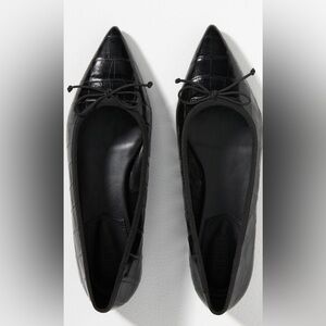 Anthropologie Schutz Dal Black Crocodile Embossed Leather Flats
